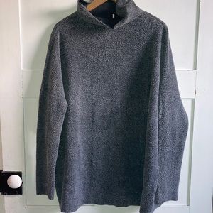 Free People GRAY Oversized Fleece Pullover Warm Mock Neck Sweatshirt